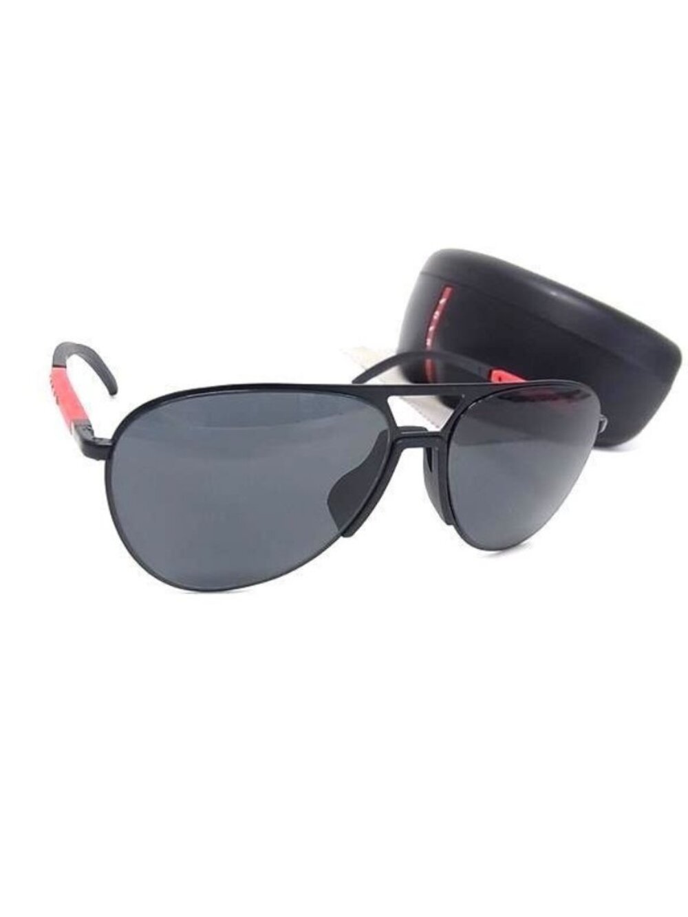 Prada Sunglasses Sports Linea Rossa Black Lens Clear Metal Resin Aviator Eyewear